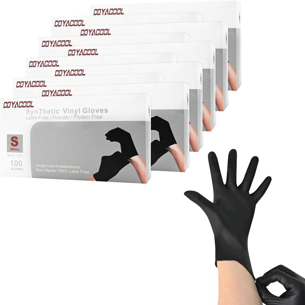 Disposable Gloves Small, Nitrile and Vinyl Blend Latex Free Gloves, 4 Mil,1000 Pc. Food Grade Glove for Cleaning, Food Prep, Hair Dye, Tattoo, Black