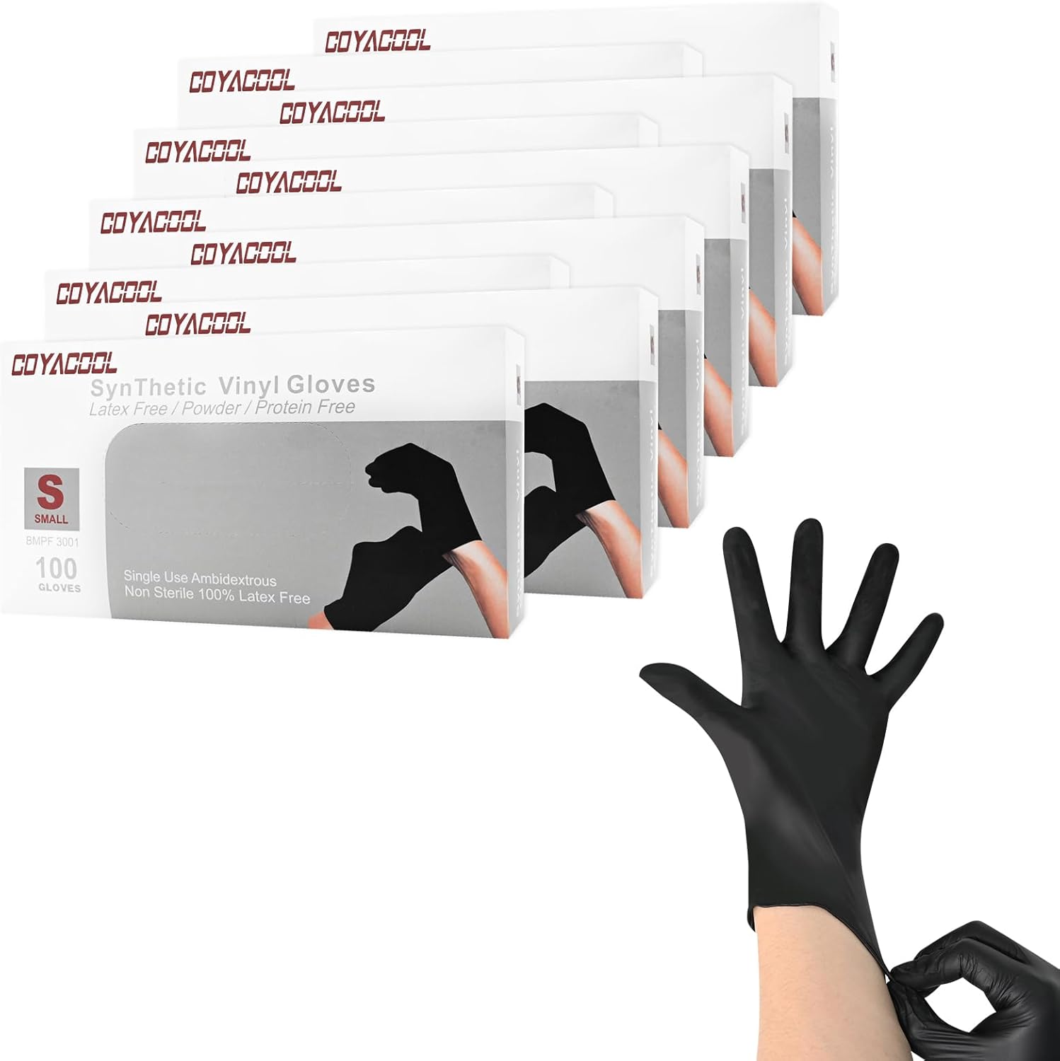 Disposable Gloves Small, Nitrile and Vinyl Blend Latex Free Gloves, 4 Mil,1000 Pc. Food Grade Glove for Cleaning, Food Prep, Hair Dye, Tattoo, Black