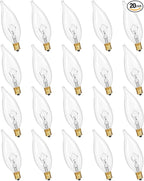 Potanro E12 Incandescent Light Bulbs 40Watt Warm White 2700K, 300 Lumens Candelabra Light Bulbs Decorative Dimmable Chandelier Bulbs for Ceiling Fan, Pendants (40W-20Pack)