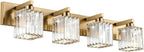 Aipsun Bathroom Lighting Fixtures Modern Crystal Vanity Light Brass 4 Light Bathroom Vanity Light (Exclude Bulb)