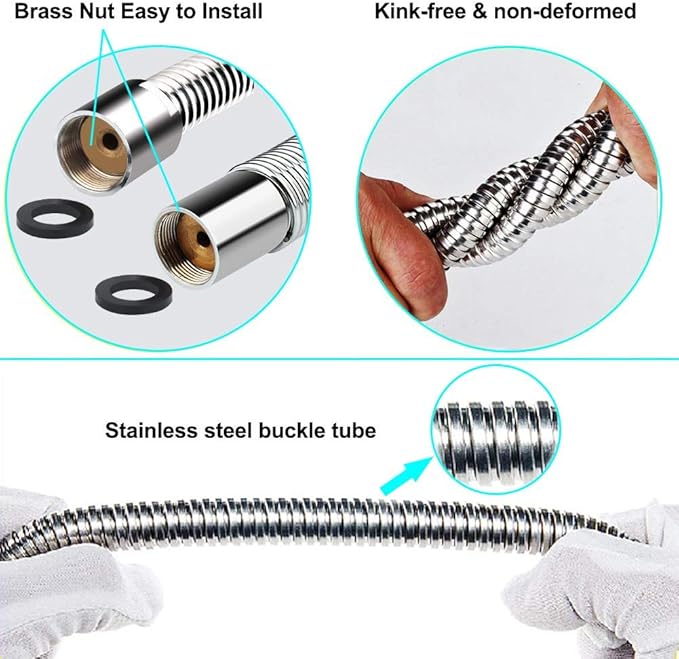 60 Inch Pre Rinse Spray Hose with Heat Resistant Handle Replacement B-0044 for T&S Brass, 1.42 GPM Commercial Sink Sprayer Hose for Restaurant Kitchen Sink Faucet