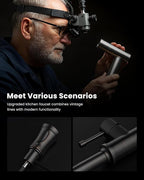 DAYONE Antique Oil Rubbed Bronze Kitchen Sink Faucet with Pull Down Sprayer, 3 Modes Stainless Steel Spring Vintage Sink Faucet for Farmhouse Kitchen Bar Camper 1 or 3 Holes Single Handle