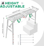 Zonon 47" L x 11.8" W x 24" to 35" H Folding Work Platform Portable Scaffolding Step Stool 4 Height Adjustment 400 Lbs Load Capacity Non Slip Work Platform Ladder for Home Drywall Cleaning Painting