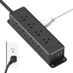 30W USB C Power Strip Surge Protector,4 Side 12 Outlets Desk Power Strip with Ultra Thin Flat Plug,PD Fast Charing,2 USB-C,2 USB-A(4 USB Total 40W),10ft Flat Extension Cord with Multiple Outlets,1200J