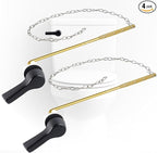 iFealClear 2 Pack Universal Metal Toilet Tank Flush Lever Replacement, Front Mount Handle Toilet Tank Trip Lever with 2 Pieces Stainless Steel Flapper Chains, Easy Install, Solid Brass, Matte Black