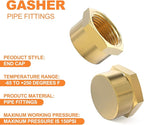 GASHER 3/4"NPT Brass Pipe Cap, NPT Female Thread Socket Pipe End Cap Plugs Fitting 5PCS