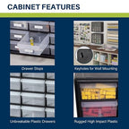 Akro-Mils 24-Drawer Plastic Drawer Storage Cabinet for Garage Organization, Bead Organizer, Building Bricks Storage, Teacher Toolbox, Makeup Organizer, 20-Inch W x 6-Inch D x 16-Inch H, 10124 Yellow