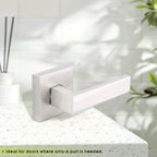 2 Satin Nickel Dummy Levers for Interior Doors,Square Rosette Straight Door Handles