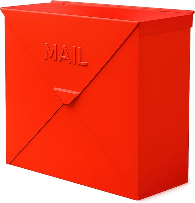 NACH Mailboxes for Outside Wall Mount, 10 x 10 x 4 inch Red Mail Boxes for House Outside, Waterproof Mailboxes for Outside - Chicago Style Mail Box