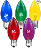 Novelty Lights 500 Case C7 Outdoor Christmas Replacement Bulbs, Multi, C7/E12 Candelabra Base, 5 Watt, 500 Bulbs