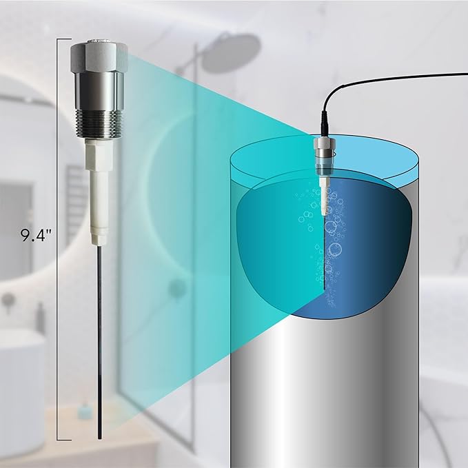 Powered Anode Rod for Hot Water Heater Tank with Teflon Tape, Titanium Electrical Anode Rod, Eliminates Rotten Egg Smell, Stops Corrosion Reduces Limescale