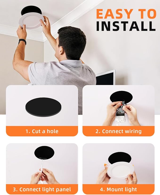 ZYC recessed Lighting 4 inch - 6Pack 9W 800LM High Brightness,5CCT 2700K-5000K Selectable,Ultra-Thin LED Recessed Ceiling Light,Dimmable Canless Wafer Downlight,Pack of 6 Brushed Nickel.