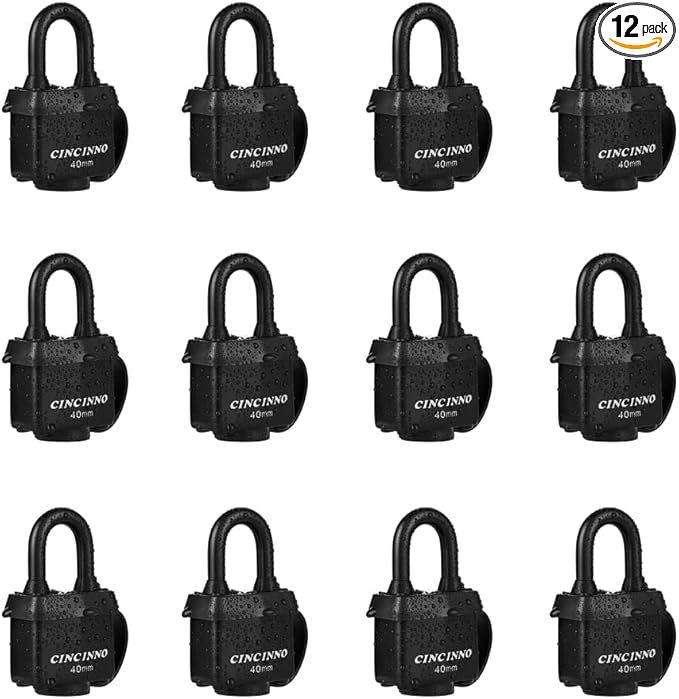 40mm Padlock with Key,Weatherproof Laminated Steel Locks with Keys,Heavy Duty Keyed Alike Padlocks for Outdoor Use,12 Pack