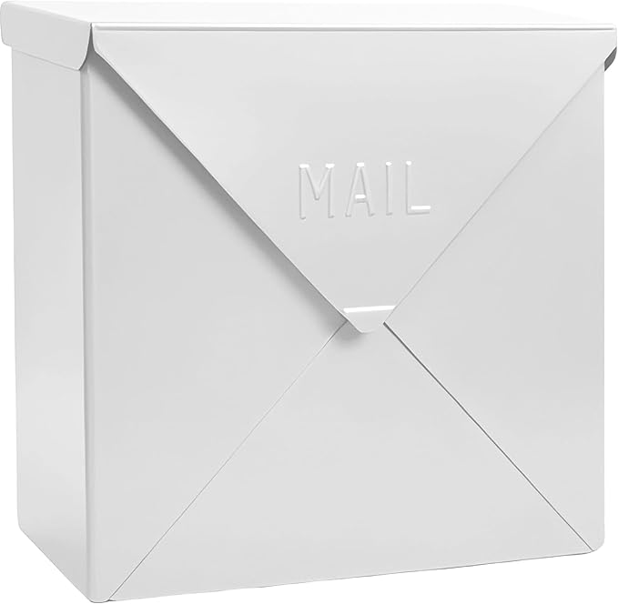 NACH Chicago White Extra Large Mailbox, Rust Resistant Large Mailboxes for Outside Wall Mount, Large Metal Mailbox, Wall Mount Mailbox, Extra Large Capacity Mailbox, 12 x 12 x 4.8 inches, MB-6301WT