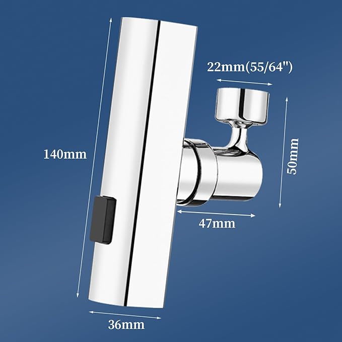 Kitchen 360° Faucet Extender with 55/64''(22mm) Female Thread, Swivel Sink Water Faucet Aerator with 3Modes, Faucet Sprayer Attachment for Kitchen, Faucet Replacement Part FM22