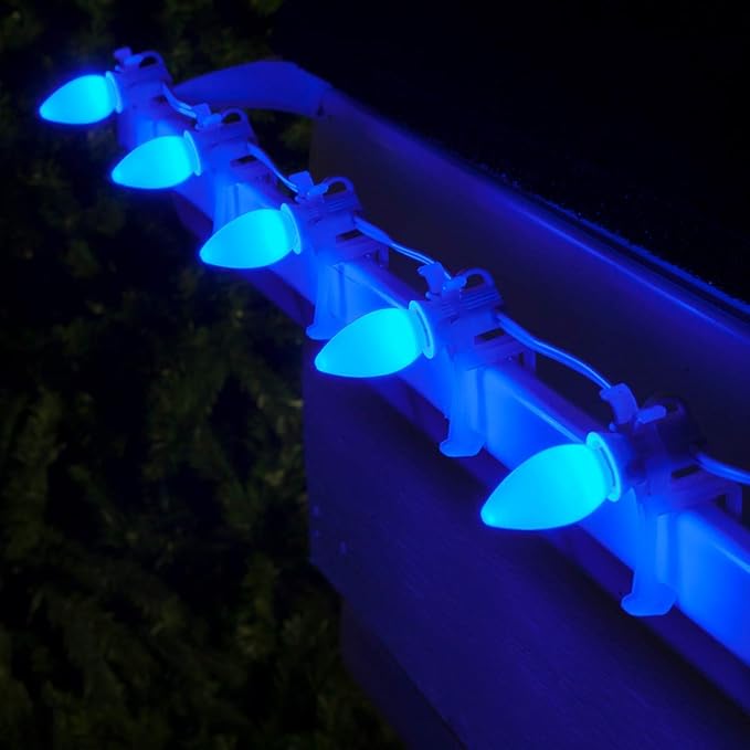 Wintergreen Lighting OptiCore C7 LED Christmas Light Bulbs - 25 Pack Heavy Duty Premium Outdoor Christmas Lights, E12 Base (Blue Smooth)