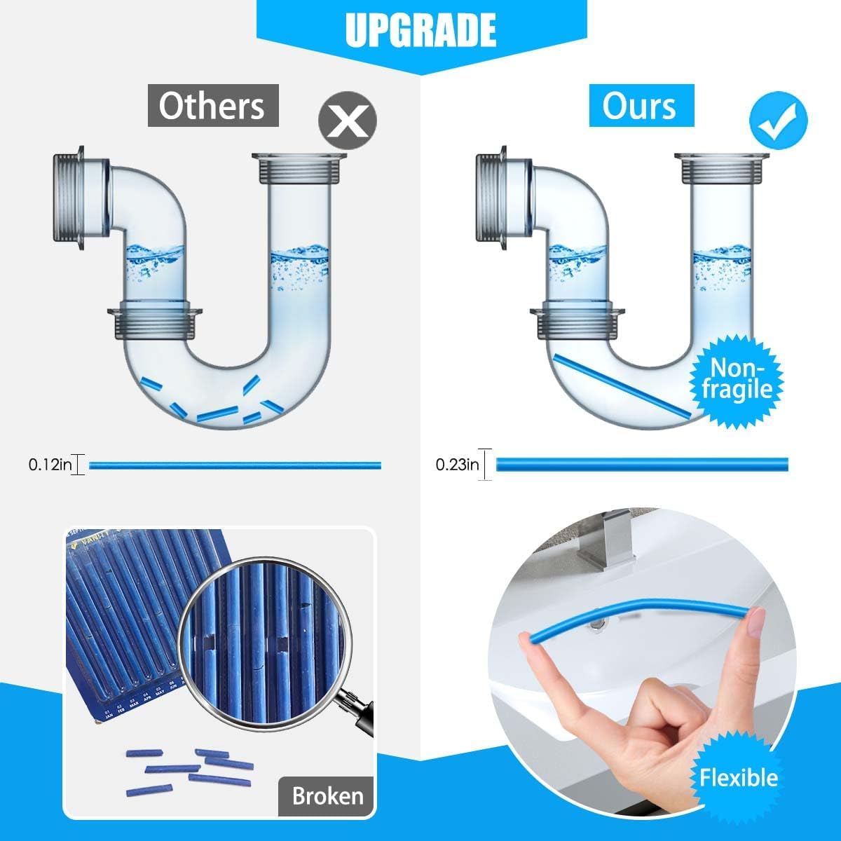 Drain Sticks Drain Cleaner Sticks Keeps Drains and Pipes Clear and Odor-free for Sink Pipe Cleaning Sticks for Drains As Seen On TV