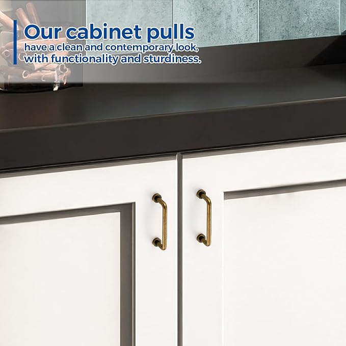 JOY DECOR Cabinet Pulls – 3 Inch Hole Center, Antique Brass, 30 Pack, Zinc Alloy Cabinet Handles for Drawers & Cupboard – Vintage Style Hardware for Kitchen, Bathroom, Dresser, Furniture Makeover