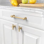 Amerdeco 10 Pack Champagne Bronze Cabinet Knobs 1.46 Inch(37mm) Single Hole Cabinet Handles Rectangle Dresser Knobs Drawer Knobs and Pulls for Bathroom Cabinets ZH0069