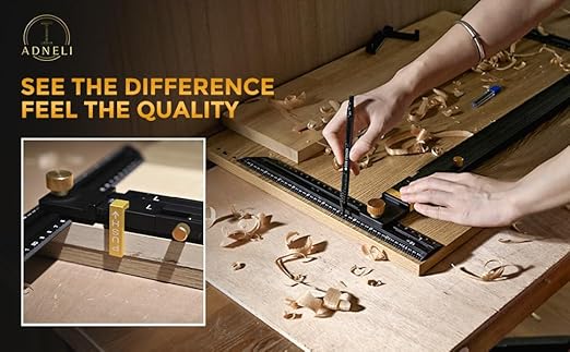 Stair Tread Template Tool (Black with stabilizing Blocks) Stair Tread Measuring Tool - Stair Tread Jig - Stair Tread Gauge - Modern Stair Template Tool
