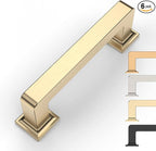 6 Pack 3 Inch Cabinet Handles - Brushed Brass Kitchen Pulls - Gold Cabinet Hardware