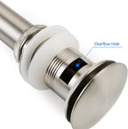 SKOWLL Vessel Bathroom Sink Drain Kit Pop-Up Sink Stoppers Push Button Vanity Drain Kit Brushed Nickel Push Drain with Overflow