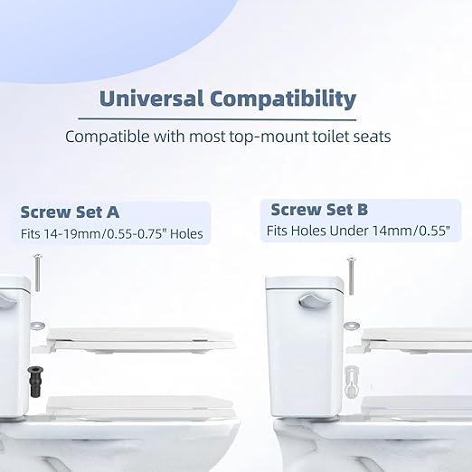 2 Set Toilet Seat Screws, Stainless Steel Toilet Seat Bolts with Expanding Rubber & Plastic Nuts - Universal Toilet Hardware Replacement Kit for Most Top-Mount Toilet Seats' Top-Mount Hinges