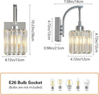 Wall Sconces, Set of 2 Chrome Crystal Vanity Lights, Modern Wall Lamp for Bathroom, Hallway, and Makeup, Easy Installation