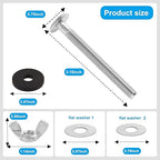 4PCS Universal Toilet Seat Bolts Kit,5/16 * 3.15 Inch Heavy Duty Stainless Steel Toilet Seat Screws with Specially Designed Stainless Steel Butterfly Downlock Nuts，Easy Installation and Long Lasting