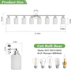 8-Light Vanity Lights, Brushed Nickel Bathroom Light Fixture with Striped Textured Milky White Glass Shade, E26 Modern Vanity Lighting Fixture for Bathroom Wall Sconce Light Over Mirror