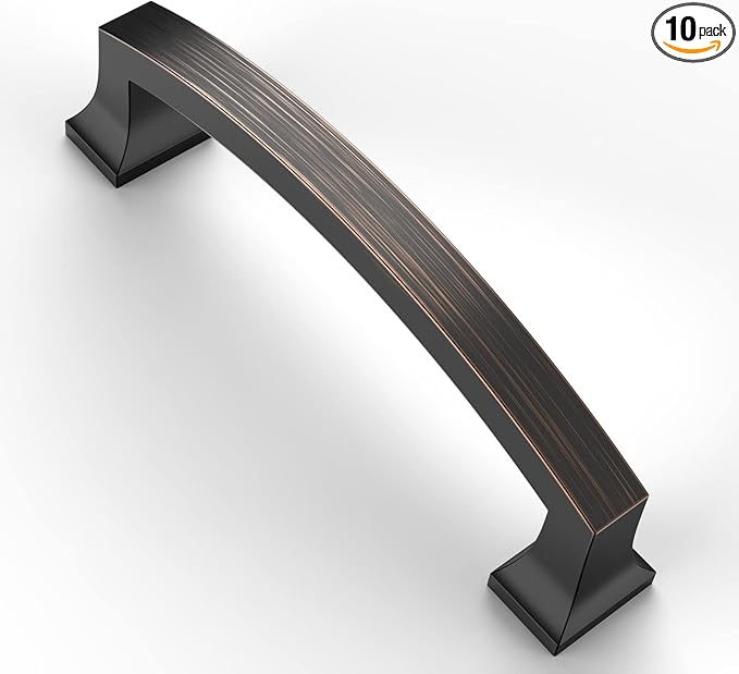 Asidrama 10 Pack 4 Inch(102mm) Hole Centers Kitchen Cabinet Handles, Oil Rubbed Bronze Cabinet Pulls Kitchen Cabinet Hardware for Cupboard Drawer Pulls
