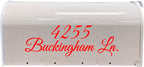 VWAQ Mailbox Address Decal Set of 2 - Insert Street Name & Address Personalized Decals CMB7 (Red, 12"W X 4"H)