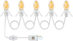 KGC LED Accessory Cord with 5 Pieces C7 Light Bulbs, 9FT White Cord with On/Off Switch Plugs - C7 led Bulb Warm White with Spare Fuse for Holiday Decoration and Craft Village House Decoration 1 Pack