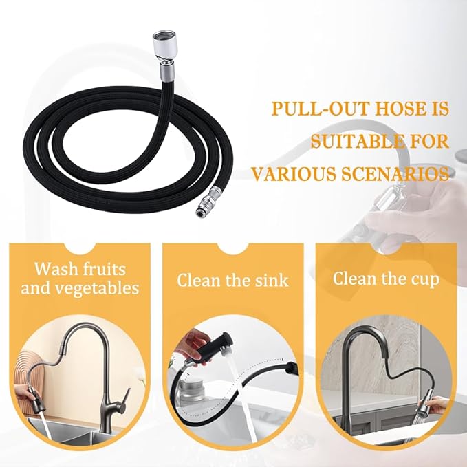 Pull out Hose Kit Compatible for K-1219935-BC with 13.5oz Pull Down Faucet Hose Weight Ball, Classic Pull-Out Hose for Kohler K-1219935-BC/K-1304674-BC Hose Replacement Parts, Black