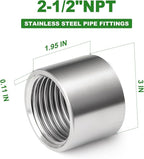 TAISHER 1PCS 304 Stainless Steel Cast Pipe Fitting, Coupling, 2-1/2" x 2-1/2" NPT Female Threaded