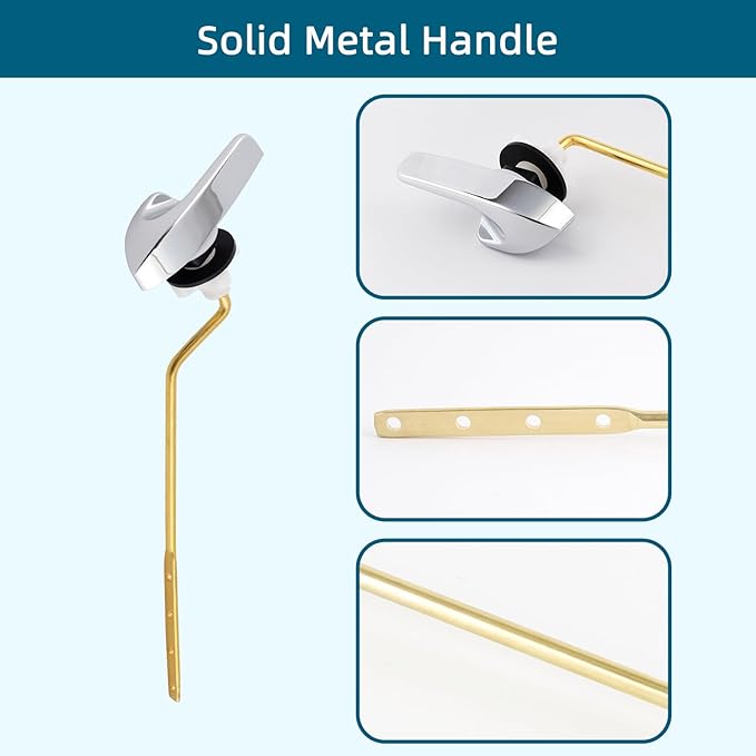 2Pack Universal Side Mount Toilet Handle Replacement Kit Compatible with Kohler K-GP30324-CP/Glacier Bay Toilet with Flapper Chains, Metal Toilet Flusher Lever, Chrome