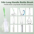 XYFuuee 5 Pack Bottle Brush Set, 5 in 1 Water Bottle Cleaning Brush, Long Handle Narrow Wine Cup Cleaner, 3 Straw Brushes for Stanley, Travel Nipple Lid Gap Detail Washer Brush