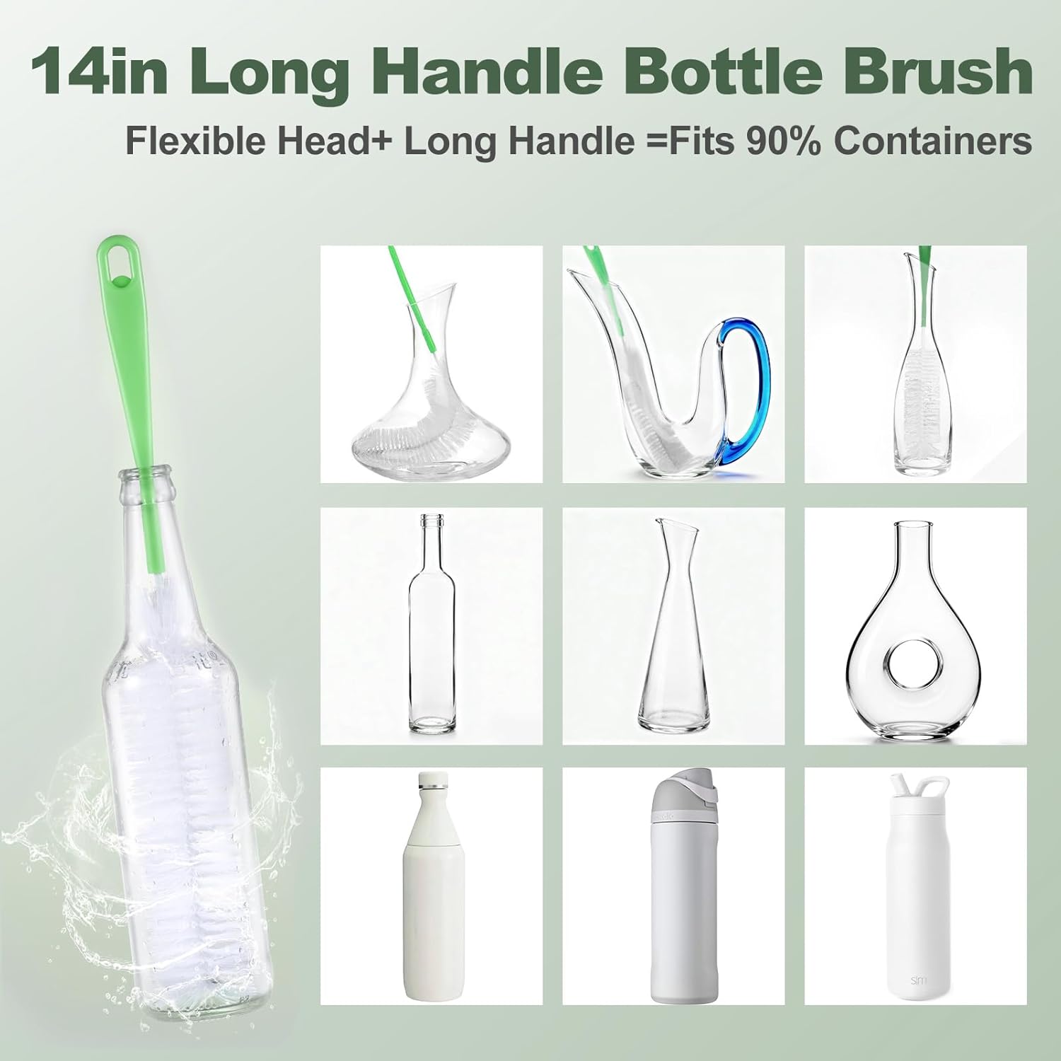 XYFuuee 5 Pack Bottle Brush Set, 5 in 1 Water Bottle Cleaning Brush, Long Handle Narrow Wine Cup Cleaner, 3 Straw Brushes for Stanley, Travel Nipple Lid Gap Detail Washer Brush