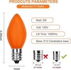 C7 Ceramic Christmas Replacment Bulbs, 25 Pack Multicolor Light Bulbs for E12 Candelabra Base Outdoor/Indoor String Lights, 5 Watt