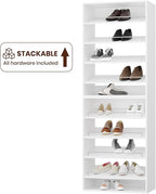 ROOMTEC 19.5" Shoe Shelf Short Tower Closet Unit, Modular Closet System with Shelf, Wardrobe Organizer for Bedroom or Walk-in Closet, Wall Mounted, Customizable Clothes Storage Unit, White