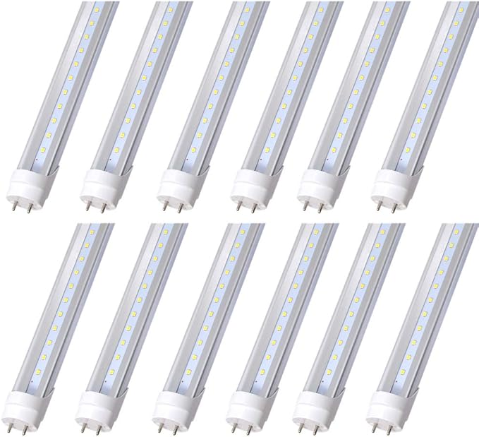 4FT LED Tube Light, T8 T10 T12 LED Bulb, 32W(60W Equivalent) 4160LM, 5000K Daylight, Clear Cover, Medium Bi-Pin G13 Base,4 Foot Fluorescent Tube Replacement (12 Pack)
