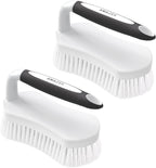 Amazer Scrub Brush for Cleaning Comfort Grip Shower Scrubber Stiff Bristles with Handle Heavy Duty Cleaner Brush for Tub Sink Carpet Floor - Pack of 2 (Black+Black)