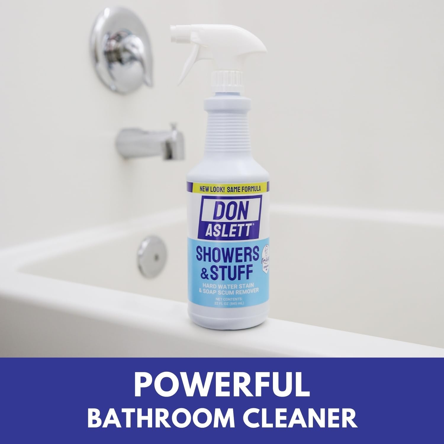 Don Aslett Showers and Stuff (32 Oz Spray Bottle, Pack of 2) Hard Water Stains and Soap Scum Remover | Cleans Bathroom Rust, Grout Tile Lines, Fiberglass Tub, Glass Shower Door Surfaces