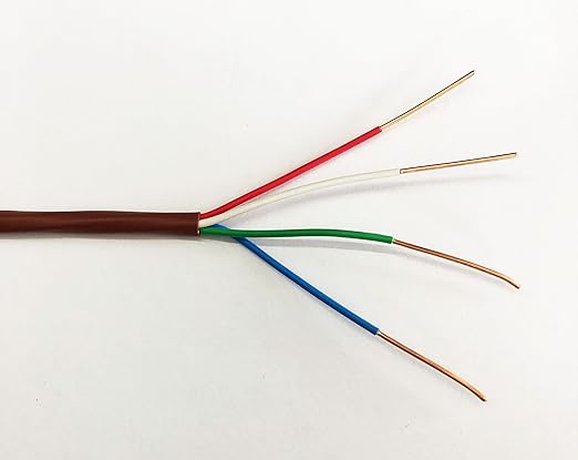 18/4 50ft Thermostat Wire, Solid Copper Wire, 18 Gauge Conductor, ETL Listed CL2 Power Limited Circuit Cable for Indoor/Outdoor Low Voltage Applications Use,Brown