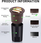 [6 Pack]CLOUDY BAY 9W Low Voltage Landscape Lights,LED Well Lights,Grated Top,12V-24V Waterproof Outdoor,2700K/3000K/3500K/4000K/5000K In Ground Lights for Fence Pathway Deck,Bronze