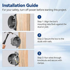 20 Cubic Inch New Work Ceiling Electrical Box, Round Electrical Box for New Construction, PVC, UL Listed, 6 Pack