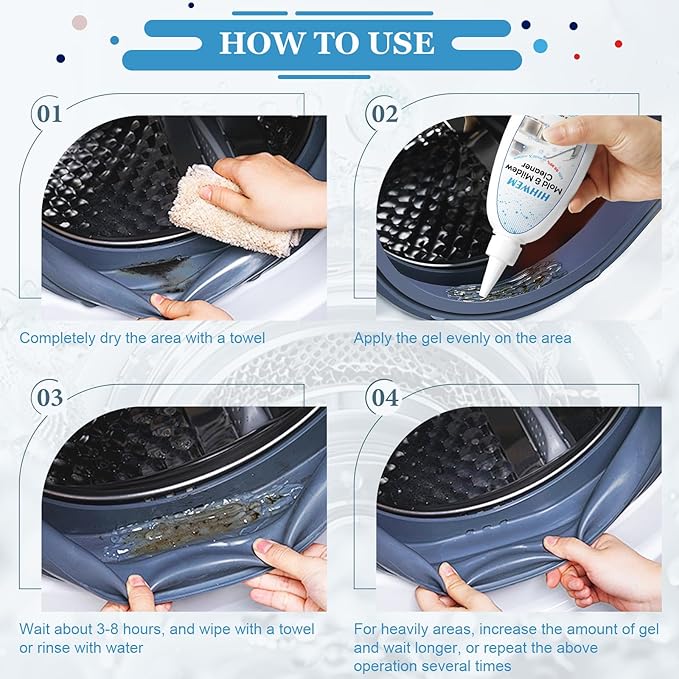 Mold Mildew Remover Gel Washing Machine Cleaner Grout Cleaner Household Stain Remover Gel for Home Sink Kitchen Showers 8 fl.oz