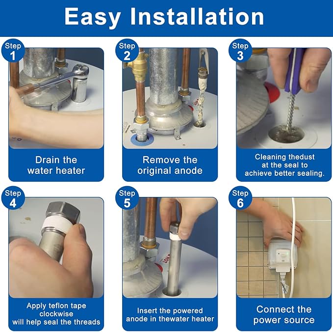 Magnesium Anode Rod 44" for Hot Water Heater,Compatible with Rheemm A.O. Smithh Giantt,Reliancee Richmondd,Hex Head 3/4" NPT x 44" Corroation Protect Anode Rod for Home Water Tank(Pack of 2)