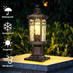 Darkaway Outdoor Post Light,2pcs Lamp Post Light Fixture, Waterproof Aluminum Housing with Amber Ripple Glass for Garden Patio Pathway Entry