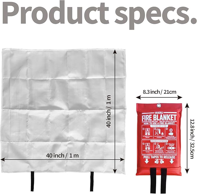 Fire Blanket for Home and Kitchen,40" x 40",4 Pack,Emergency Fire Blanket